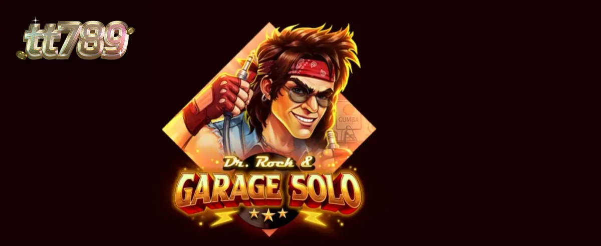 Tampilan visual slot Dr. Rock & Garage Solo dengan tema musik rock
